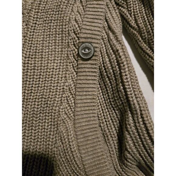 Womens Wrap London V-Neck Sweater Side Buttons WT08 US 8 EUC Tan/Brown - Picture 3 of 11